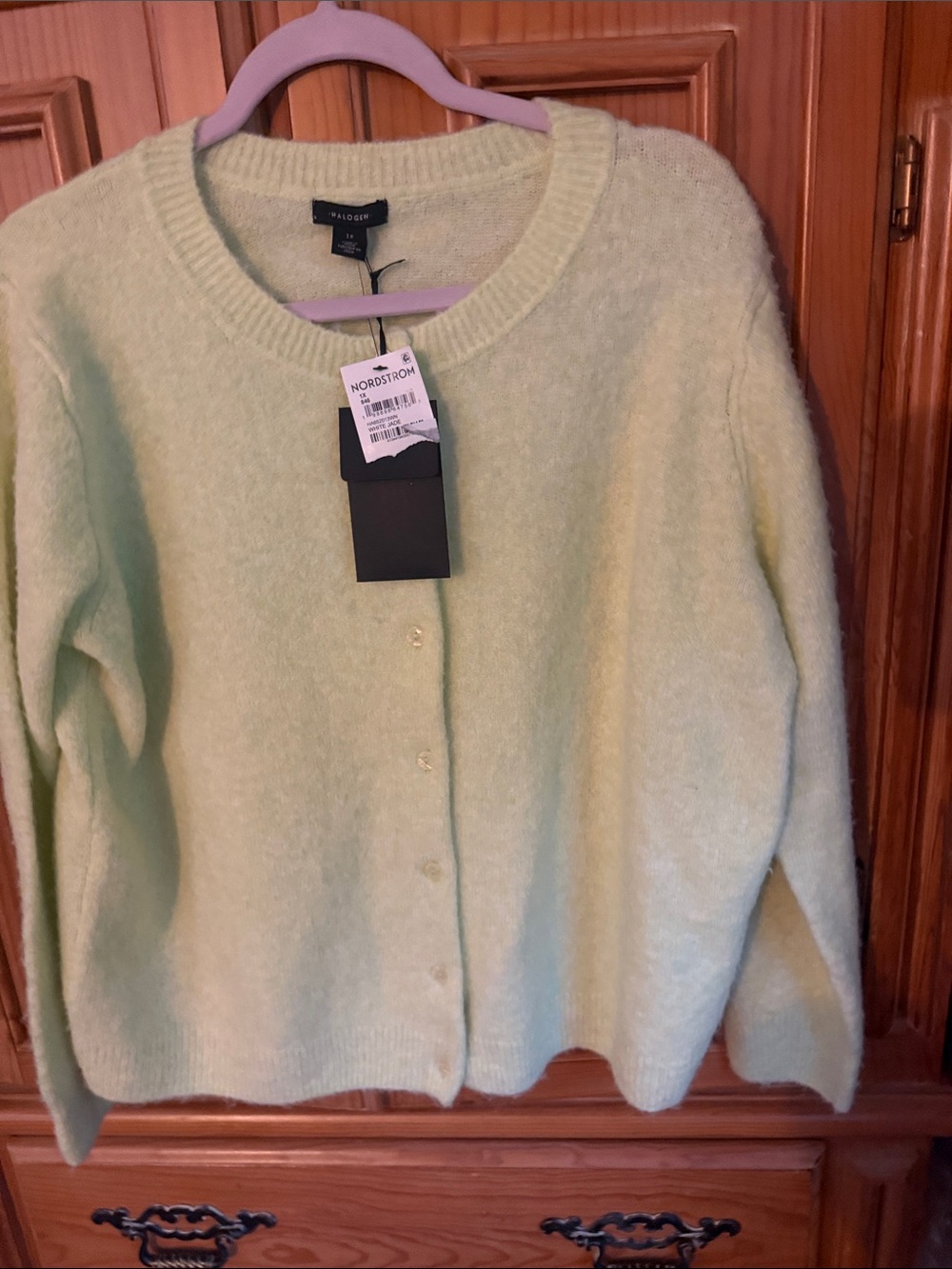 Halogen Light Mint Button-Front Cardigan Sweater